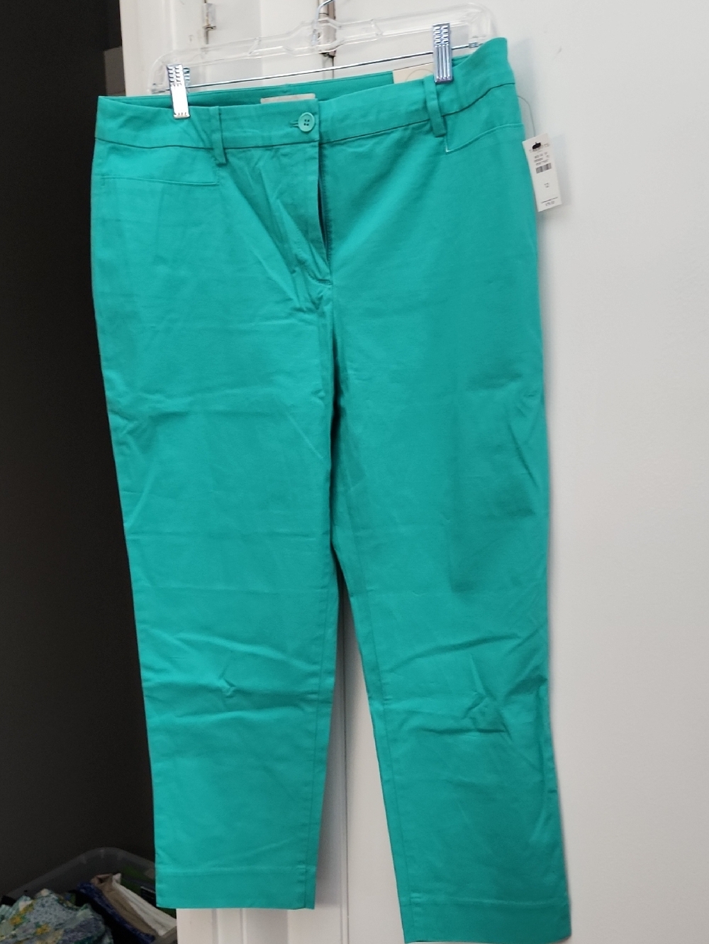 Talbots Teal Cropped Straight-Leg Pants
